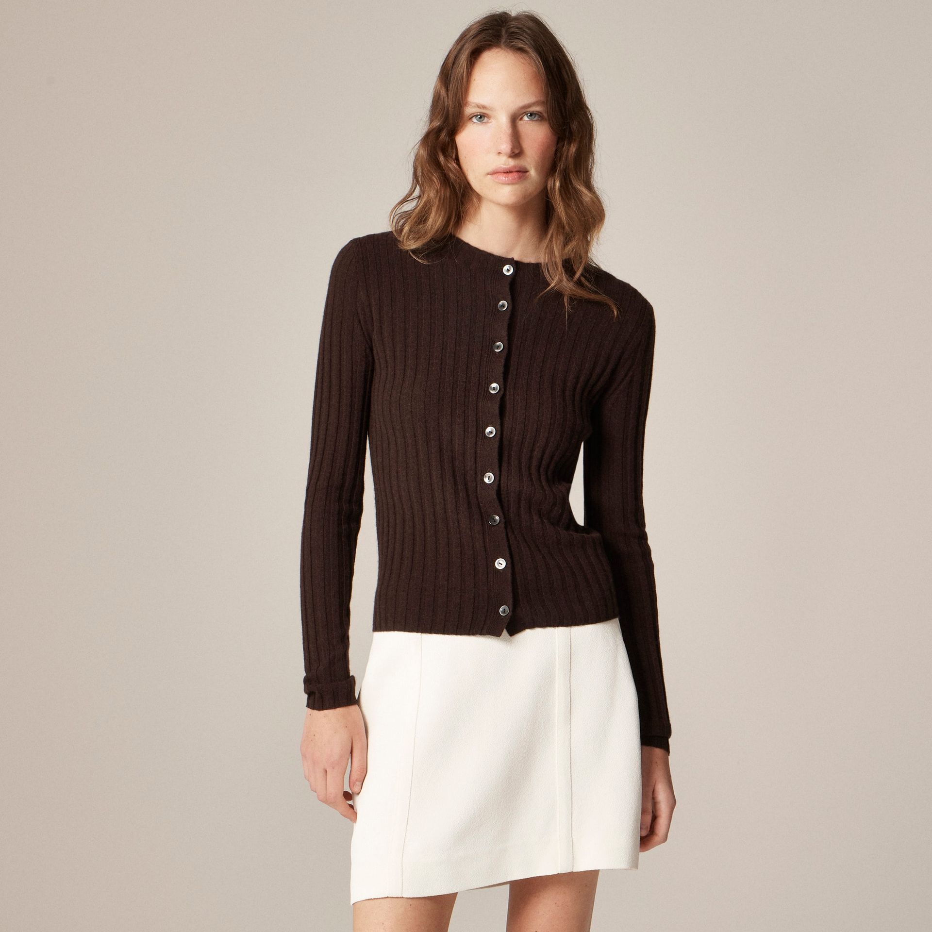 Wide-Rib Cashmere Cardigan