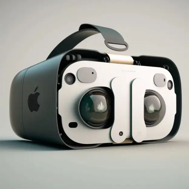 A mock up of the Apple reality Pro VR/AR headset