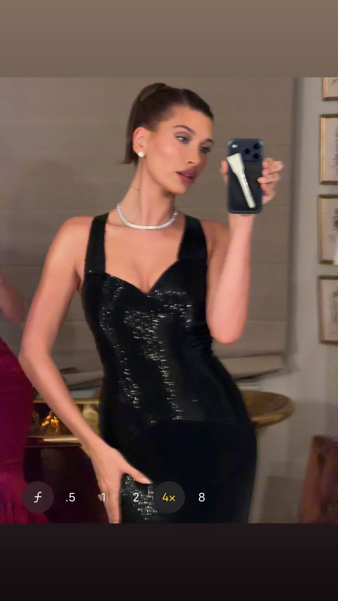 Hailey Bieber wears a vintage Bob Mackie gown and poses with Kendall Jenner at Kris Jenner&#039;s 70th birthday party