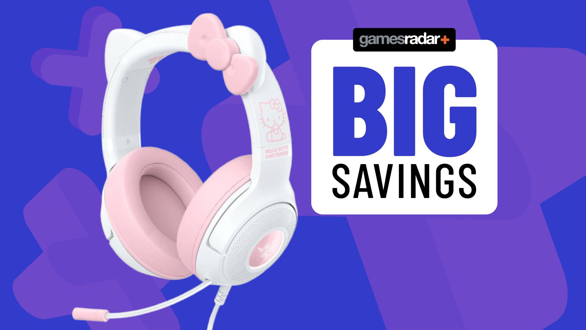 Image of the Hello Kitty Edition Razer Kraken Kitty V2 USB wired headset on a blue GamesRadar+ background.