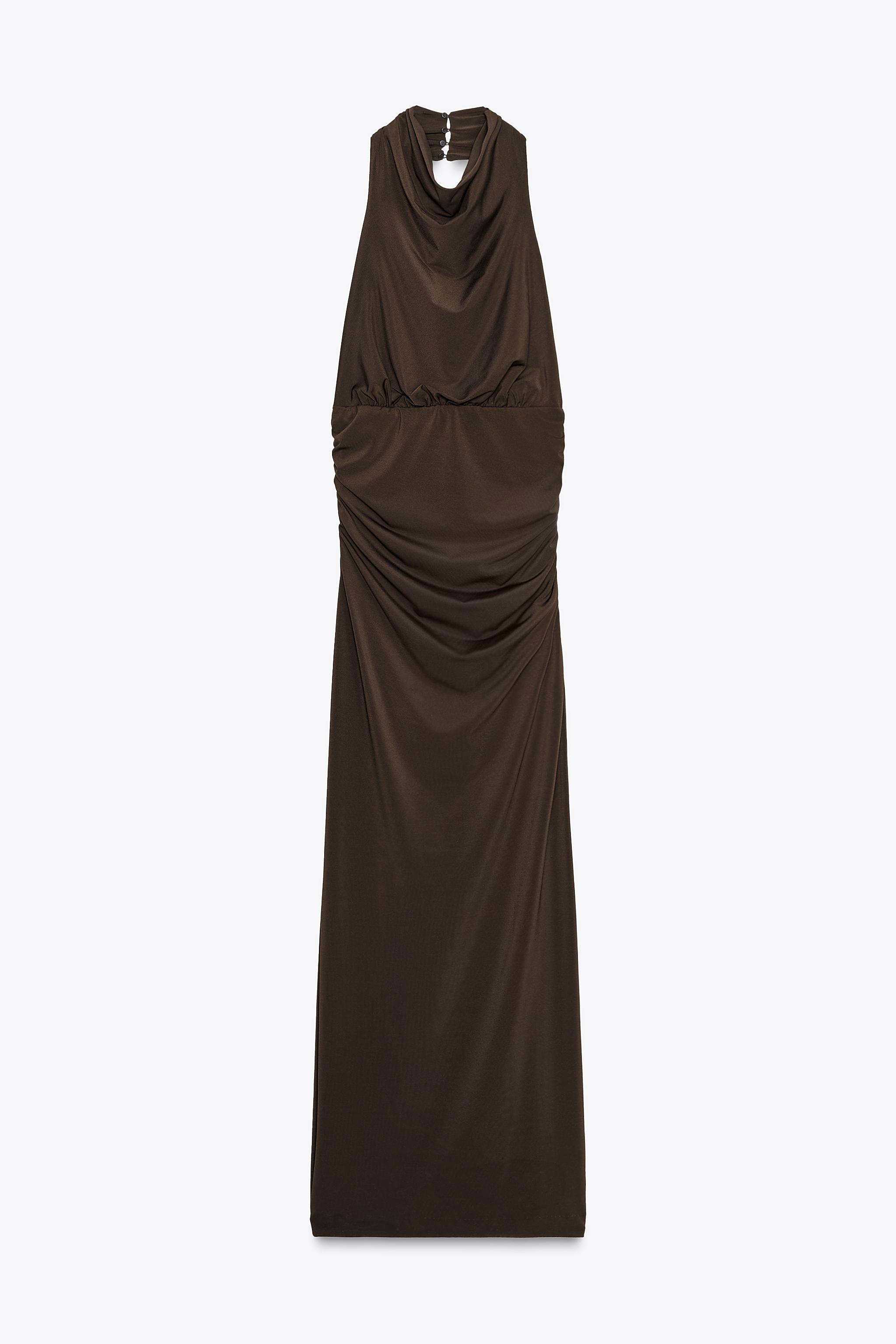Long Open Back Halter Dress