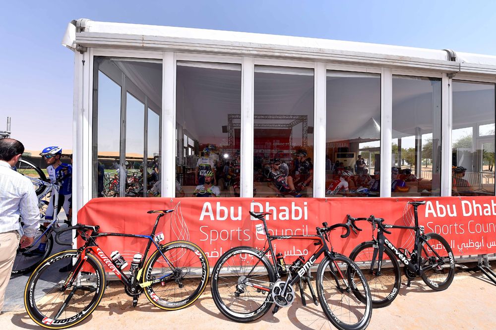 On the start line of stage 1of the Abu Dhabi Tour