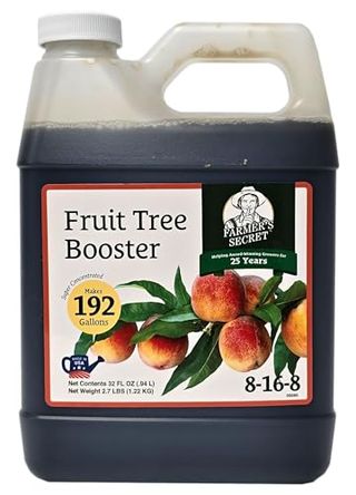 Farmer's Secret Fruit Tree Booster Fertilizer (32oz) - Super Concentrated and Phosphorus Rich - Formulated for All Fruit Trees Including Peach, Banana, and Apple