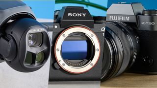 A DJI Mavic 4 Pro, Sony A1 II and Fujifilm X-T50 camera