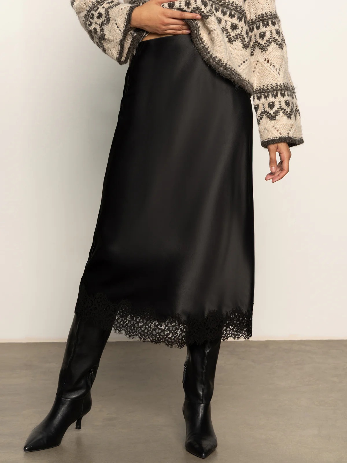 Satin Effect Lace Skirt Zw Collection