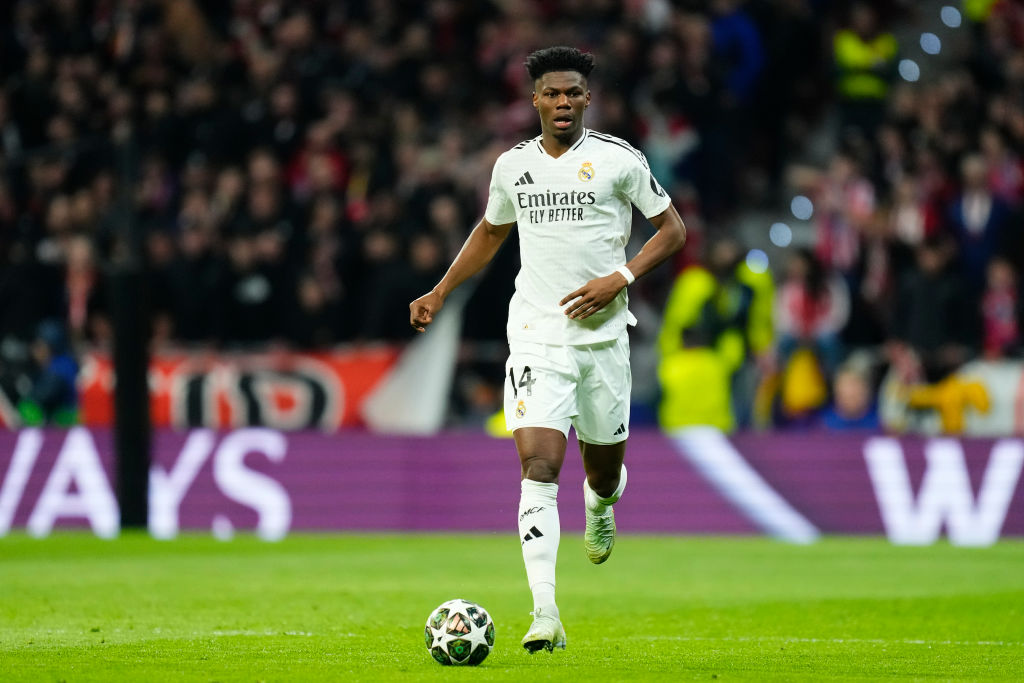 Aurelien Tchouameni defensive midfield of Real Madrid and France during the UEFA Champions League 2024/25 UEFA Champions League 2024/25 Round of 16 second leg match between Atletico de Madrid and Real Madrid C.F. at Estadio Riyadh Air Metropolitano on March 12, 2025 in Madrid, Spain. (Photo by Jose Breton/Pics Action/NurPhoto via Getty Images) Chelsea target