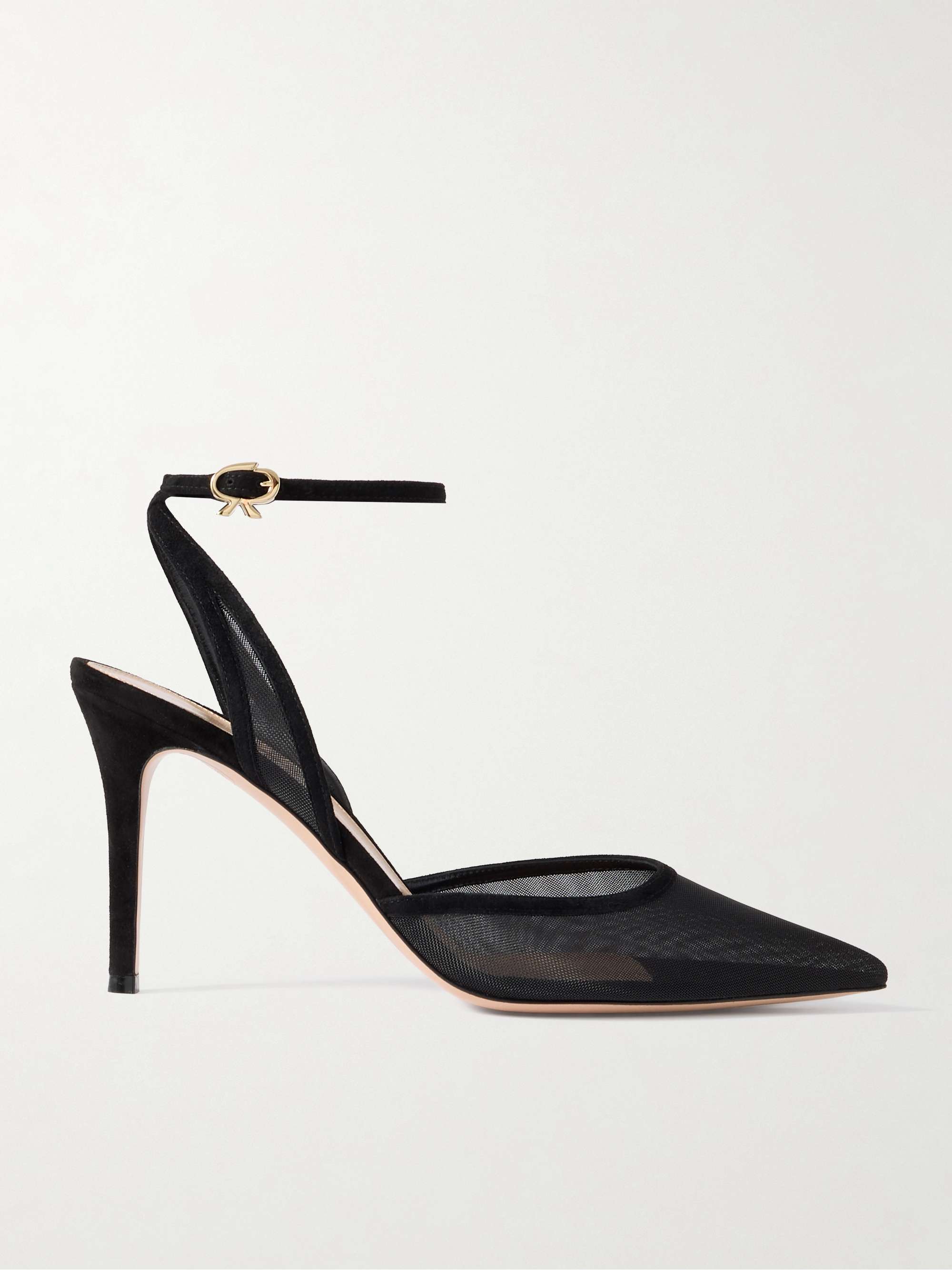 85 Suede-Trimmed Mesh Pumps
