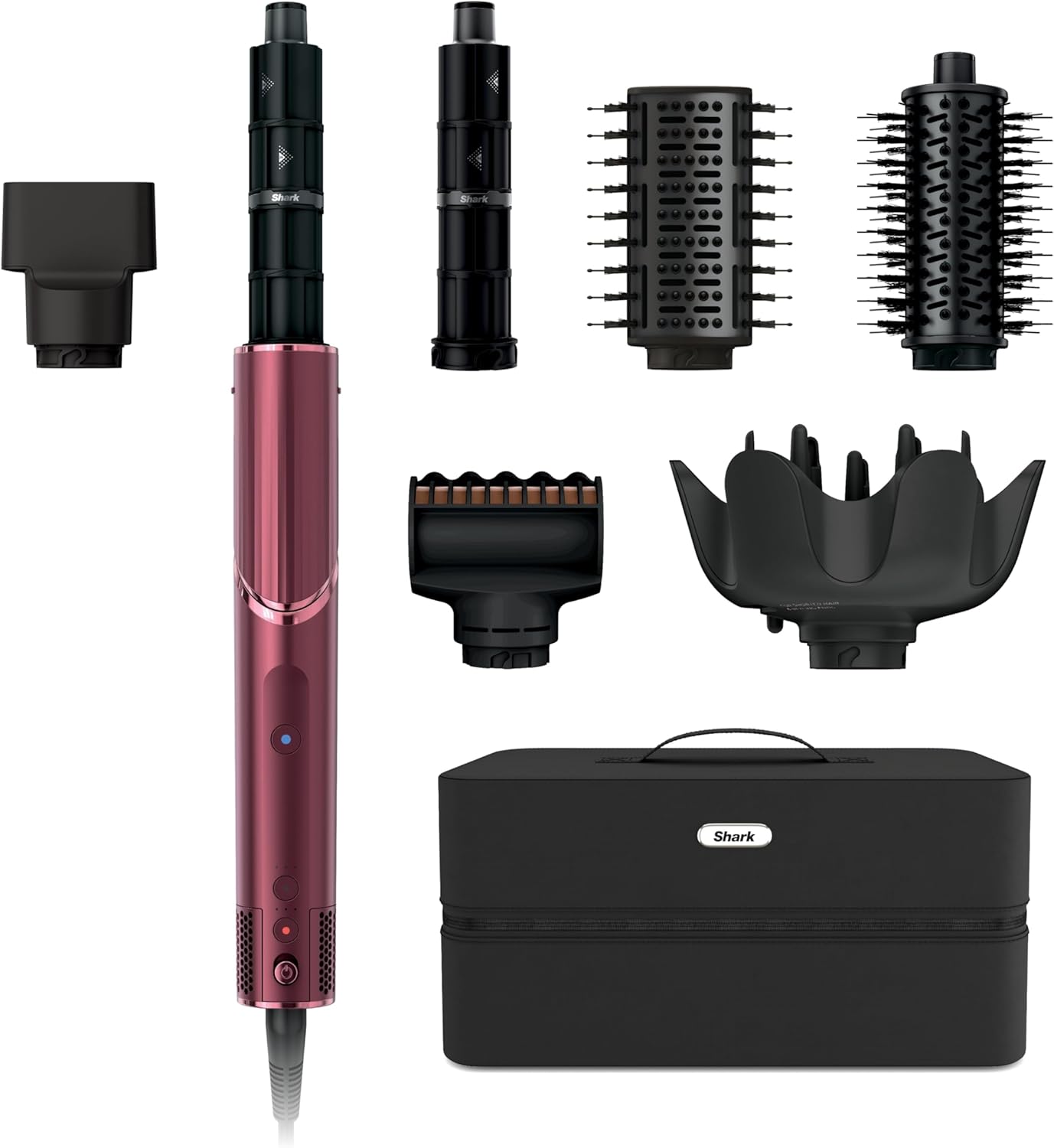 Shark Flexstyle Air Styling &amp;amp; Drying System, Powerful Hair Dryer Brush &amp;amp; Multi-Styler With Auto-Wrap Curlers, Diffuser, Paddle Brush, Round Brush, Concentrator Attachment, Black Cherry, Hd457cr