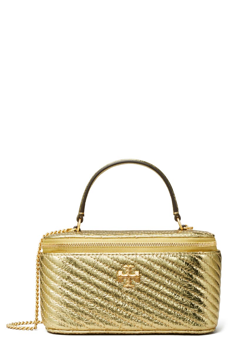 Kira Metallic Moto Quilted Leather Vanity Train Case