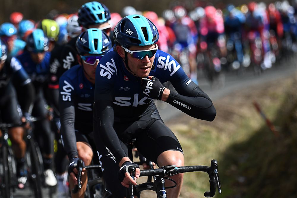 Luke Rowe on the front for Team Sky at Paris-Nice