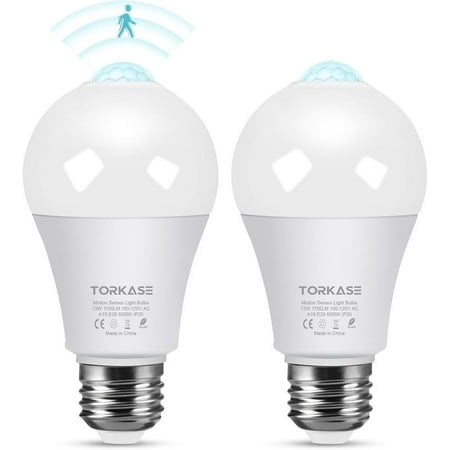 Motion Sensor Light Bulbs, 13w (100watt Equivalent), Motion Activated Dusk to Dawn Security Led Bulb, 5000k Daylight, Energy-Efficient, for Indoor and Outdoor Lighting, Porch, Stairs, Hallway 2pack