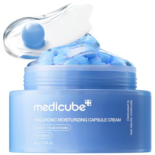 Medicube Capsule Cream With Hyaluronic Acid | 120h Lasting Hydration, Barrier Care, Calming Daily Facial Moisturizer for All Skin Types | Panthenol &amp;amp; Ceramides | Korean Skincare, 1.94 Oz