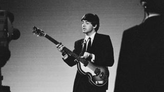 aul McCartney from The Beatles performs at Alpha TV studios in Birmingham, England during filming of ABC TV show 'Thank Your Lucky Stars' on 15th December 1963
