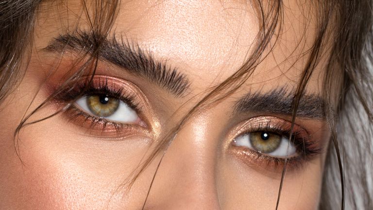 close up of models brows and eye make-up
