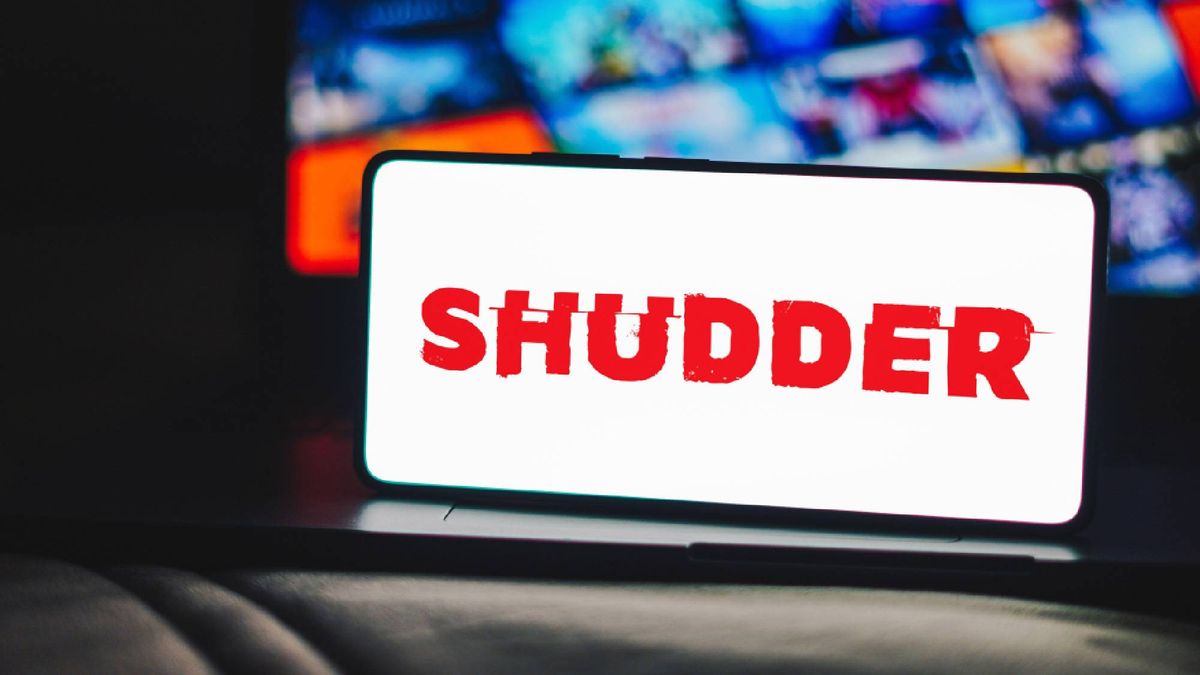 Shudder logo displayed on a smartphone screen