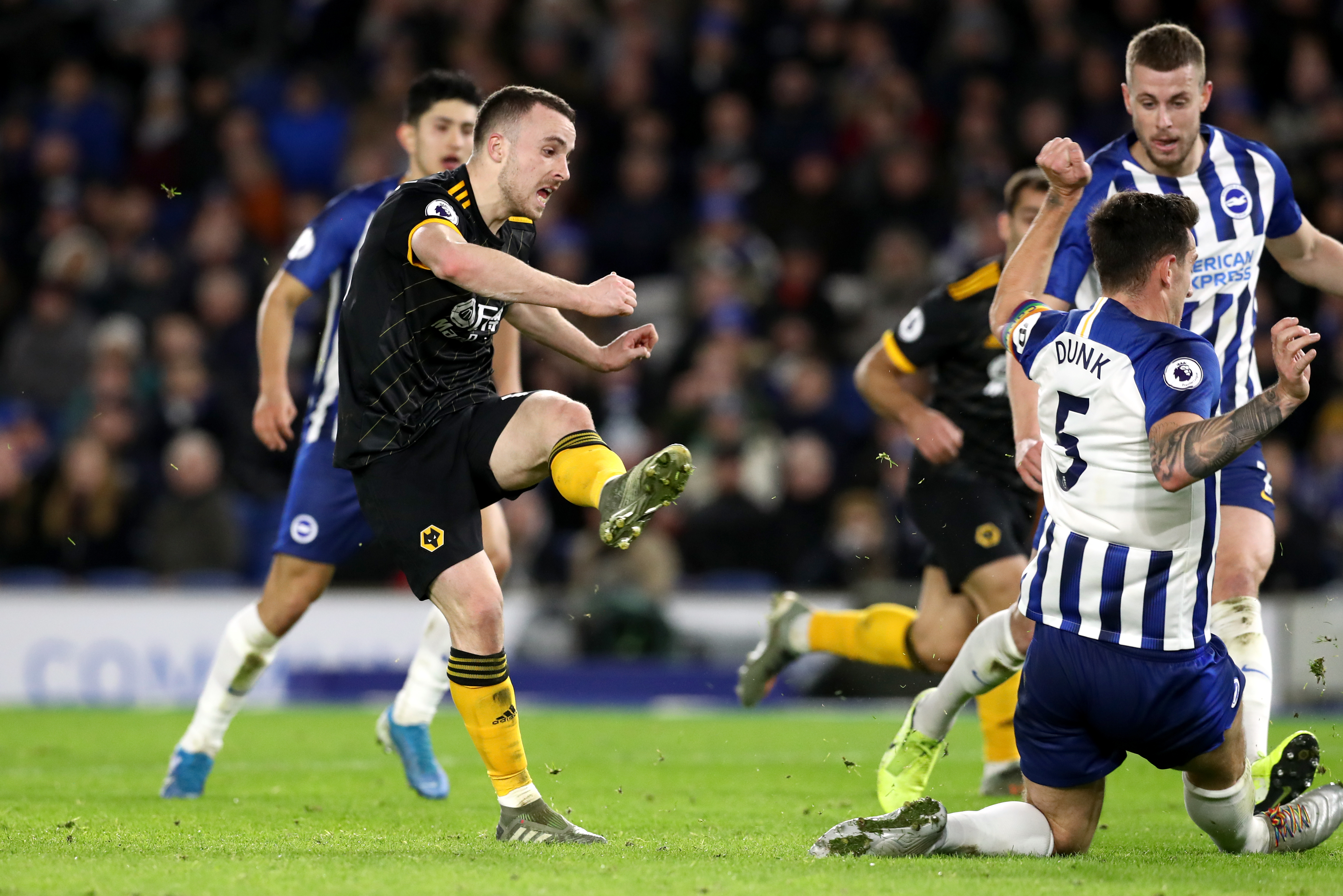 Diogo Jota earned Wolves a point with both goals in the 2-2 draw against Brighton