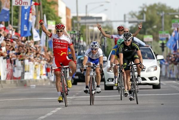 Jean-Eudes Demaret (Cofidis) celebrates his victory.