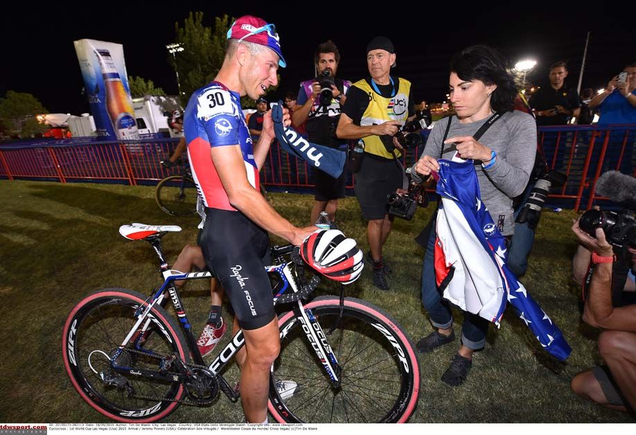 Jeremy Powers greeted after the race