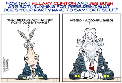 Political cartoon U.S. GOP Democrats 2016