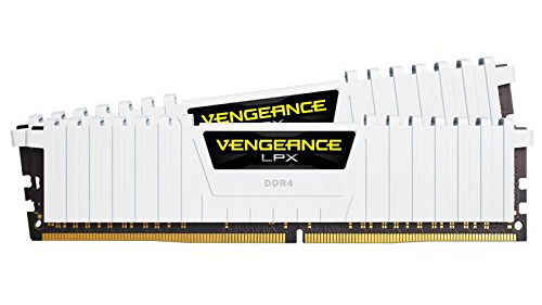 Two Corsair Vengeance LPX RAM from the front against a white background