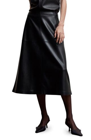 Faux Leather A-Line Skirt