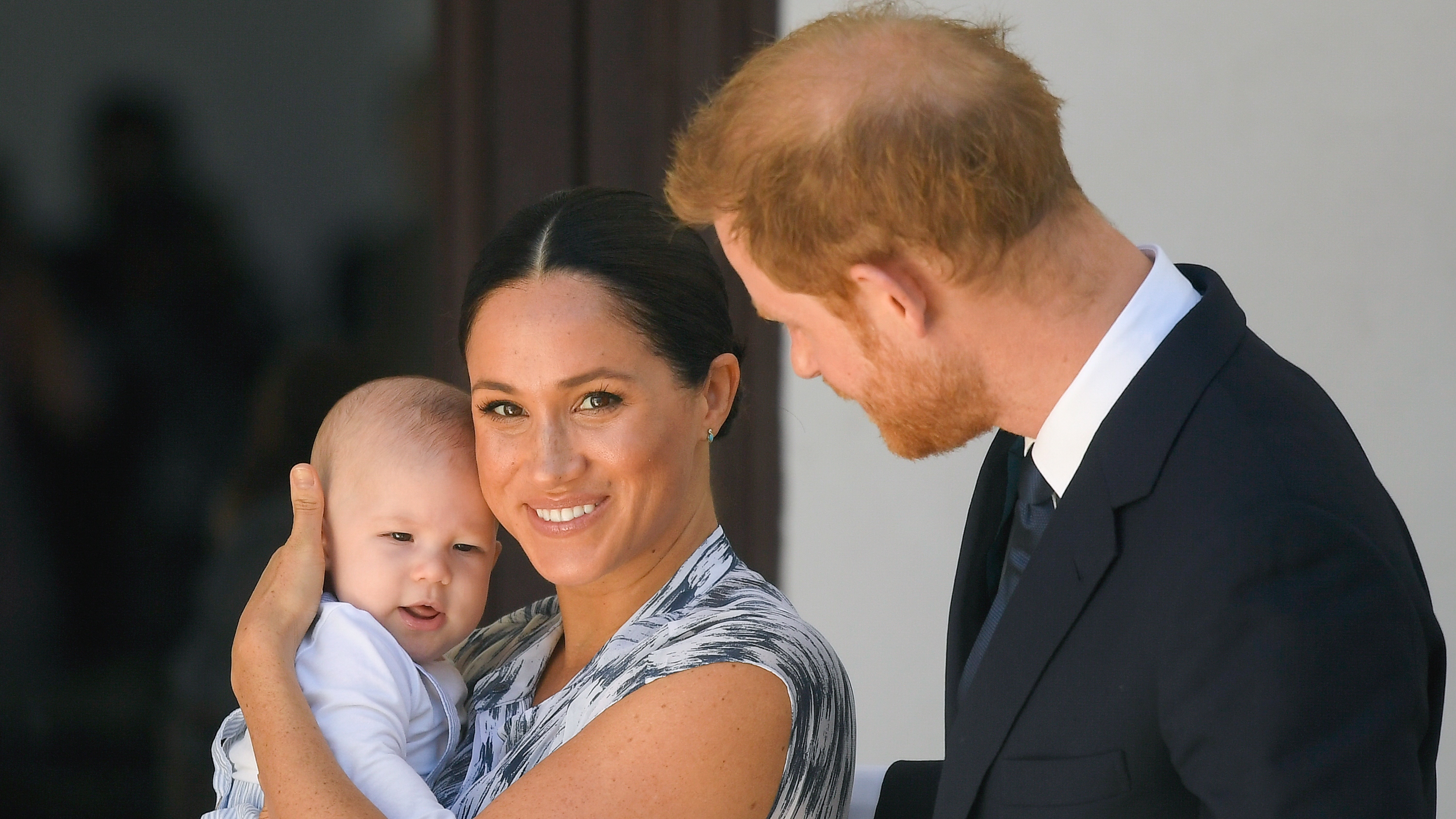 Meghan, Duchess of Sussex holds Archie and stands next to Prince Harry during their royal tour of South Africa on September 25, 2019 in Cape Town