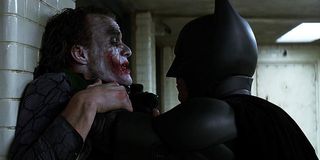 Heath Ledger and Christian Bale as Joker and Batman in Dark Knight