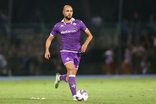 Sofyan Amrabat of ACF Fiorentina in action during the Pre-season Friendly match between Grosseto and Fiorentina at Stadio Olimpico on August 1, 2023 in Grosseto, Italy. Manchester United