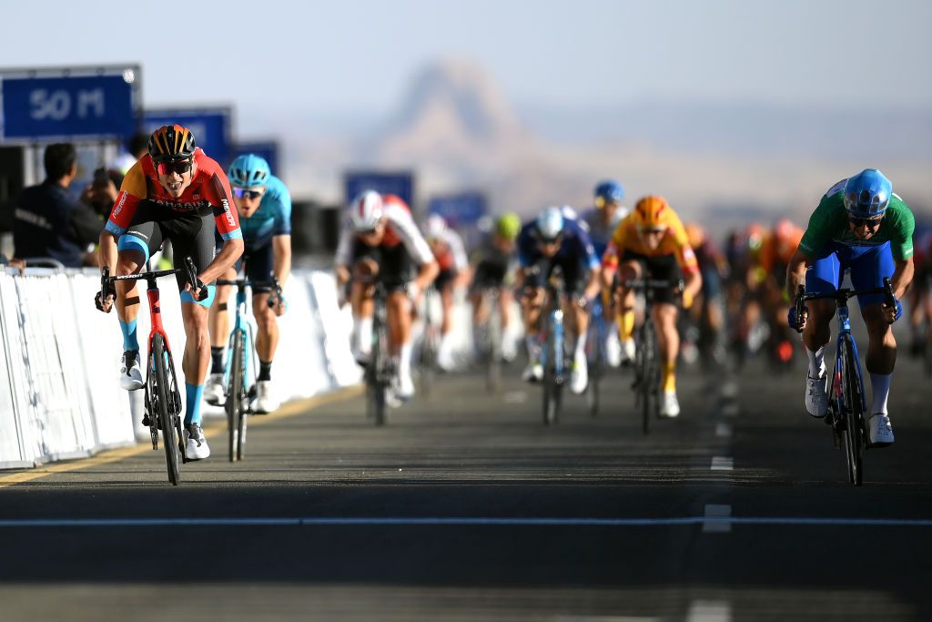 Dylan Groenewegen (Jayco Alula) went long in the sprint but was beaten by Jonathan Milan