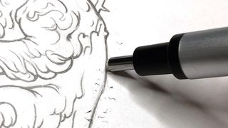 Pencil drawing being erased