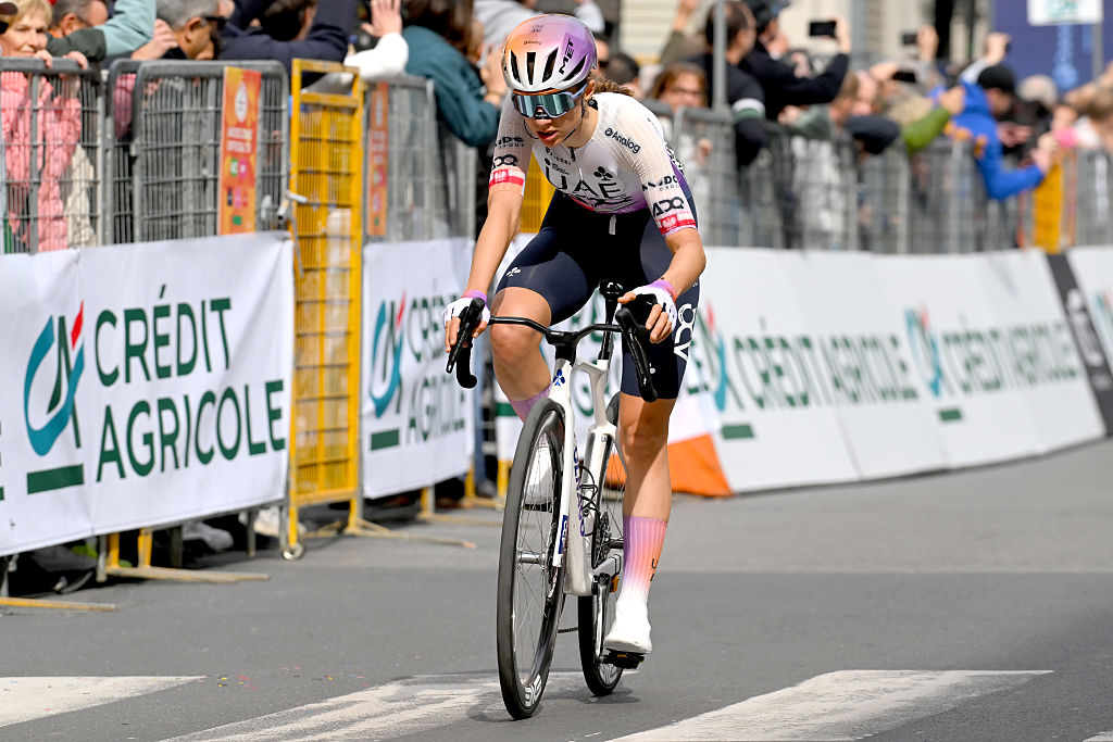 SANREMO, ITALY - MARCH 21: Dominika Wlodarczyk of Poland and UAE Team ADQ competes during the 8th Milano-Sanremo Donne 2026, Women&amp;apos;s Elite a 156km one day race from Genova to Sanremo / #UCIWWT / on March 21, 2026 in Sanremo, Italy. (Photo by Tim de Waele/Getty Images)