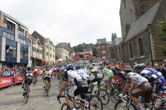 The riders leave the start