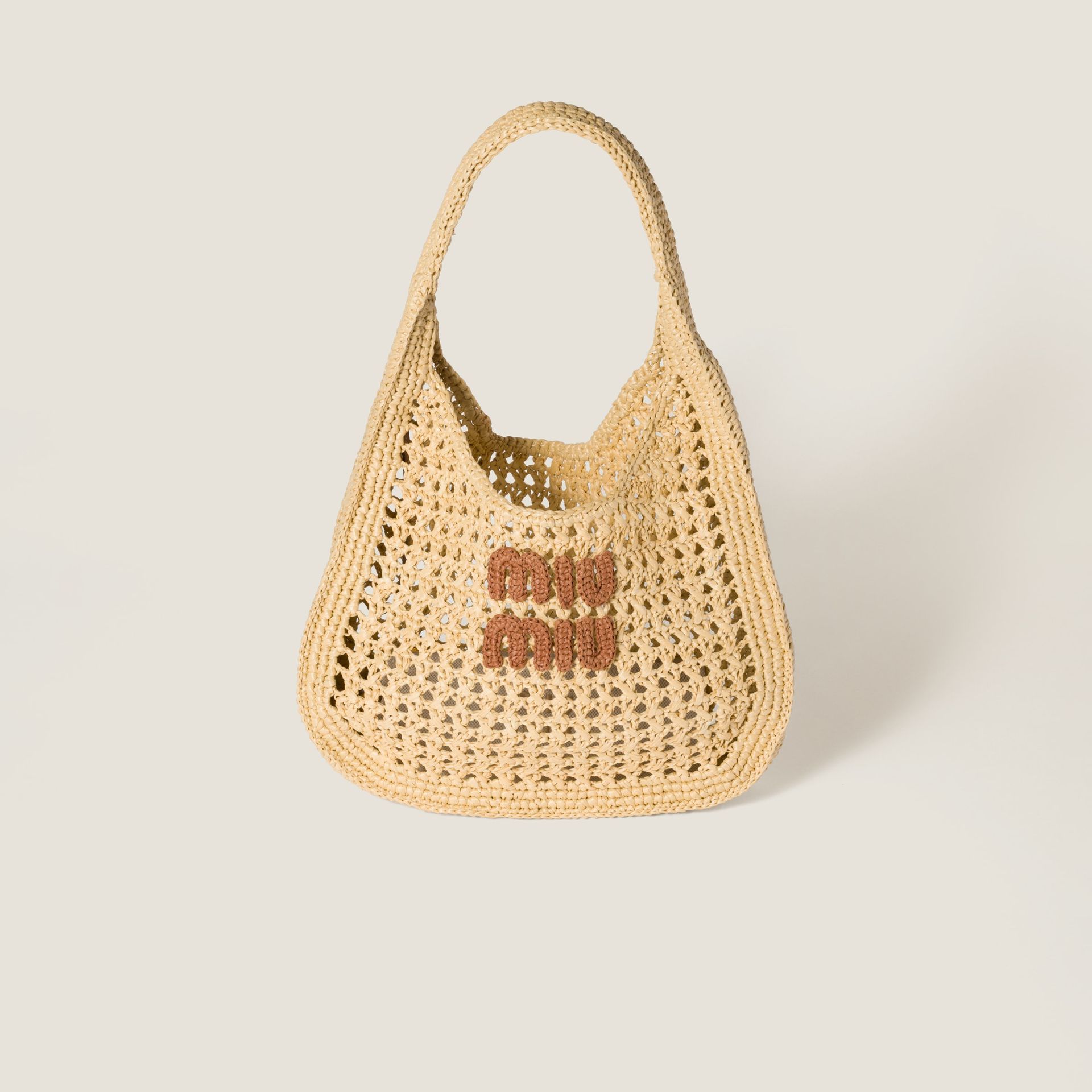 Raffia-Effect Woven Hobo Bag