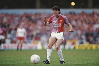 Martin Keown in action for Aston Villa against Liverpool in 1988