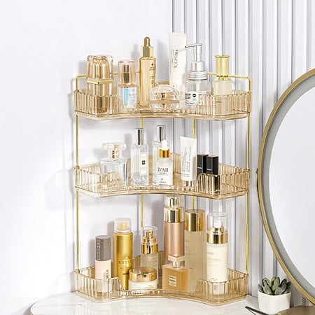 Garmic 3-Tier Bathroom Counter Organizer Countertop Storage Organizer Makeup Organizer Space Saving Vanity Trays &amp;ndash; Gold