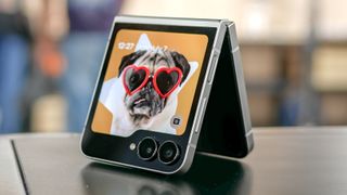 Samsung Galaxy Z Flip 7 FE held in the hand.