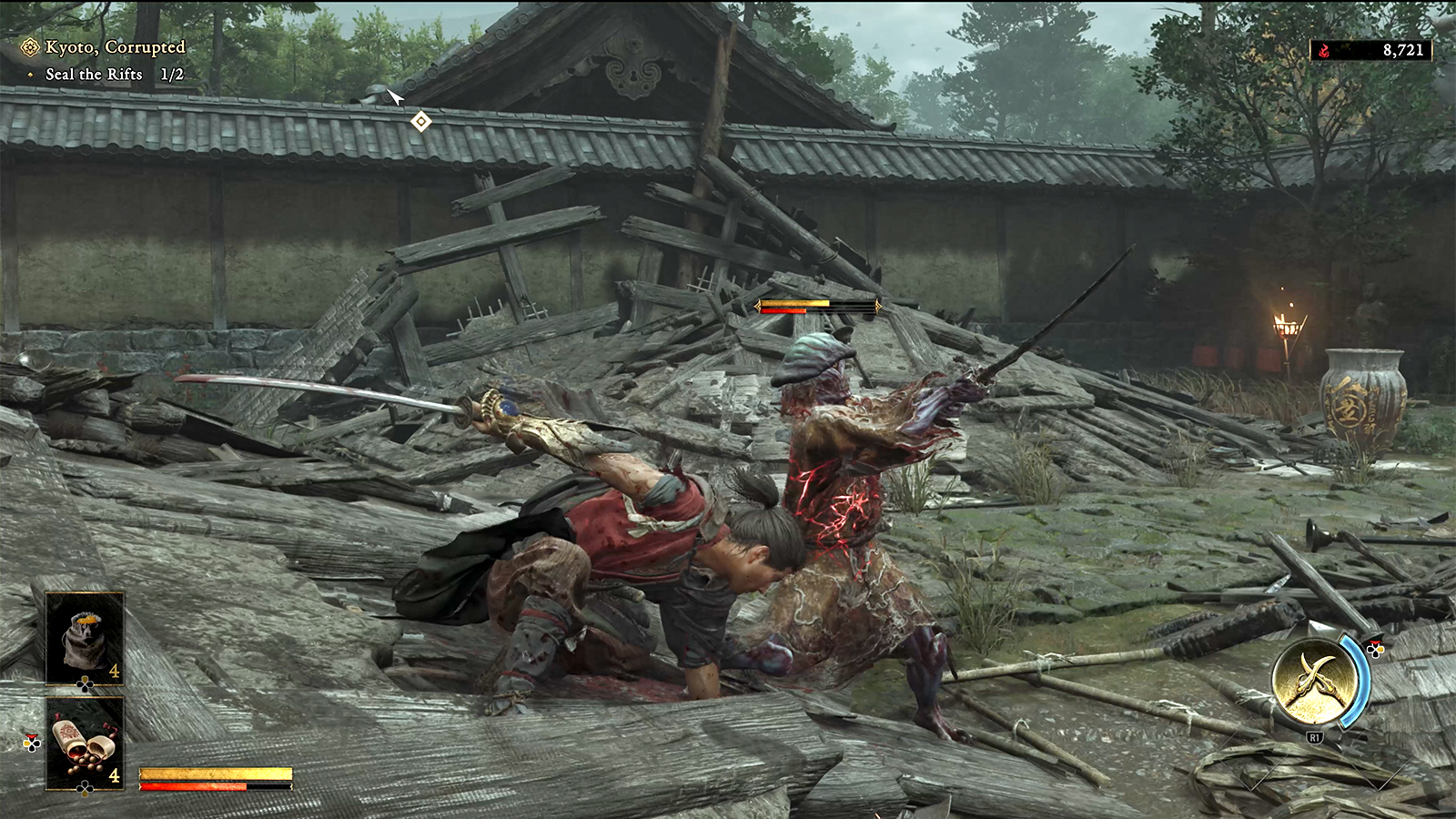 Screens from a horror samurai game