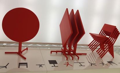 red outdoor furniture collection titled Mia for Emu designed by Jean Nouvel 