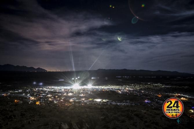 A bird's eye view of 24-Hour Town just after sunset offers perspective both on the venue and life