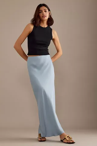 Satin Bias Maxi Slip Skirt