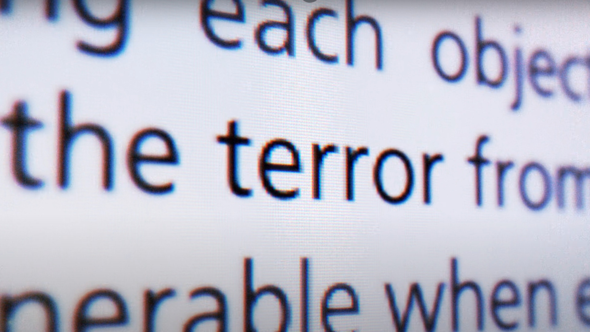 A screenshot of the word terror seen during the trailer for the game Project: Mara.