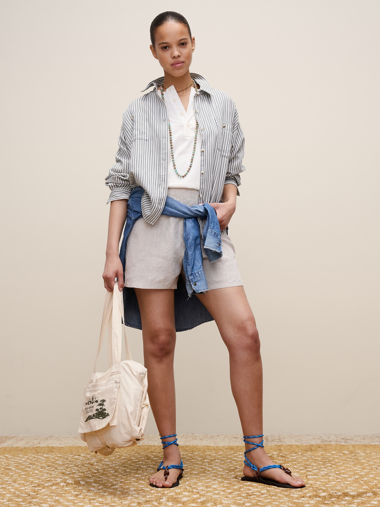 Archive Reissue Ticking Shirt in Cotton-Hemp