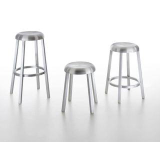Three aluminium stools by Naoto Fukasawa for Emeco