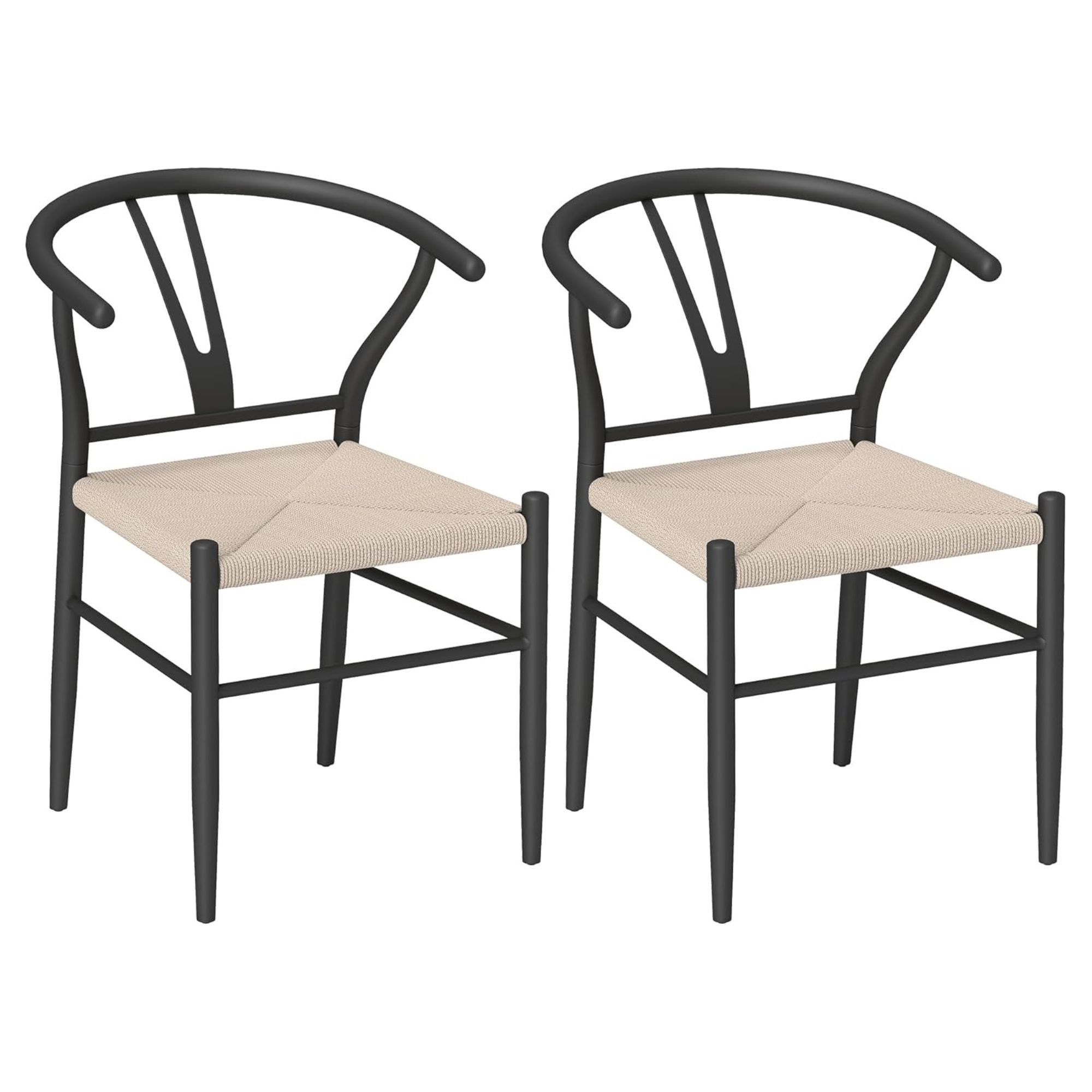 HOMCOM, Weave Dining Chairs Set of 2, black