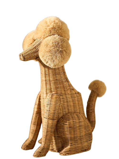 Poodle Dog Woven Wicker Basket