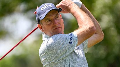 Jim Furyk takes a shot during the 2023 Insperity Invitational