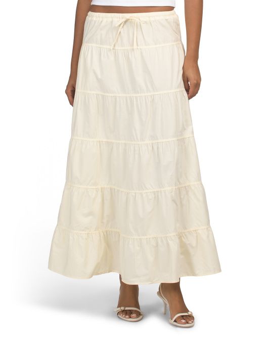 Rachel Zoe, Poplin Tiered Pull On Skirt With Drawstring