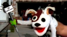 The pets.com sock-puppet dog stars in a commercial for the company, Los Angeles, California, January 11, 2000. The pet products company shut down after failing to secure a financial backer or buyer. 