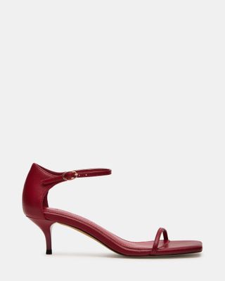 Haizley Red Leather Square Toe Kitten Heel | Women's Heels – Steve Madden