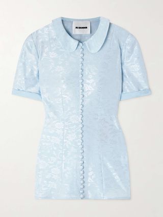 Claudine Voile-Trimmed Satin-Jacquard Shirt